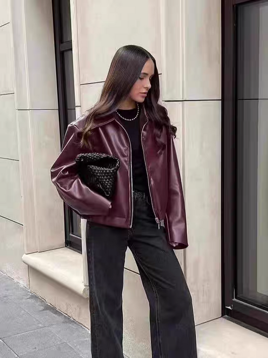 Virale Lederjacke oversize