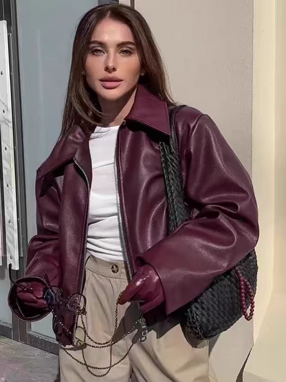 Virale Lederjacke oversize
